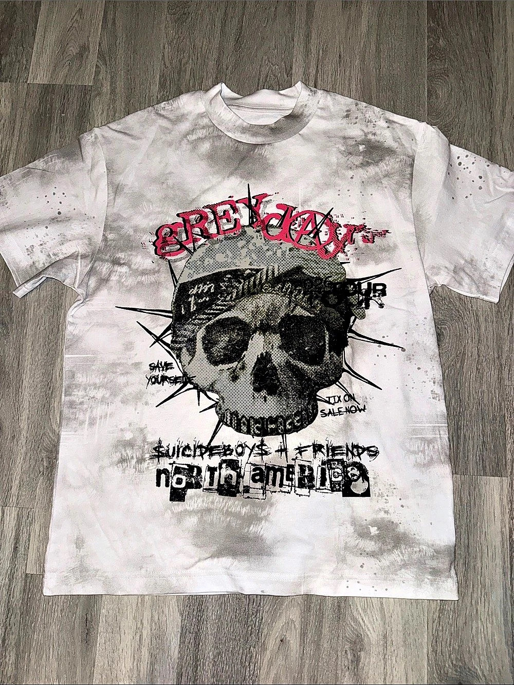 G59 Records Greyday 2026 Tour Skull T-Shirt White & Black